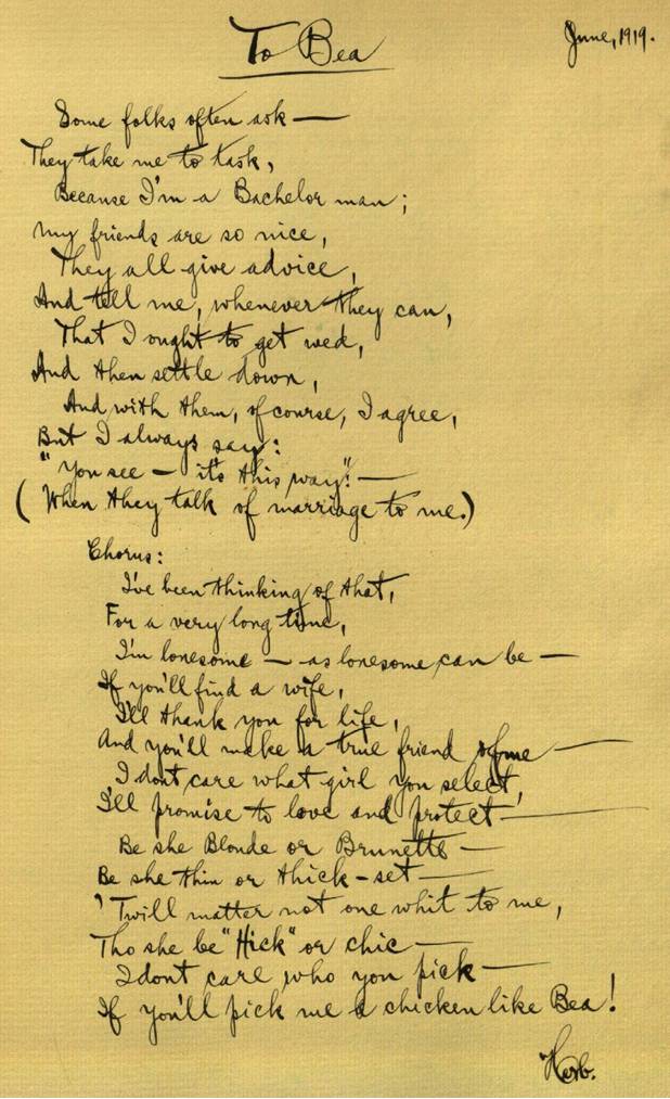 Beatrice Fox Auerbach's brother-in-law, Herbert Auerbach, left this poem in 