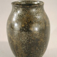 Vase, 1930s. Gift of Luman P. Kelsey, 1958.59.0 (This vase is made of wheel-thrown stoneware with mottled dark green glaze.)