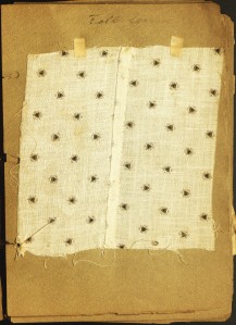 Flat felled seam sample by Mildred Ledgard. Ms 101782.