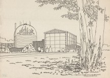 A bucolic scene. With his unique line drawings, Connecticut artist Richard Welling could make anything look poetic, from highway construction in Hartford to a nuclear plant in Haddam Neck. Put your mind at ease and plan to visit our new exhibition of Richard Welling’s work, opening in the fall of 2014.