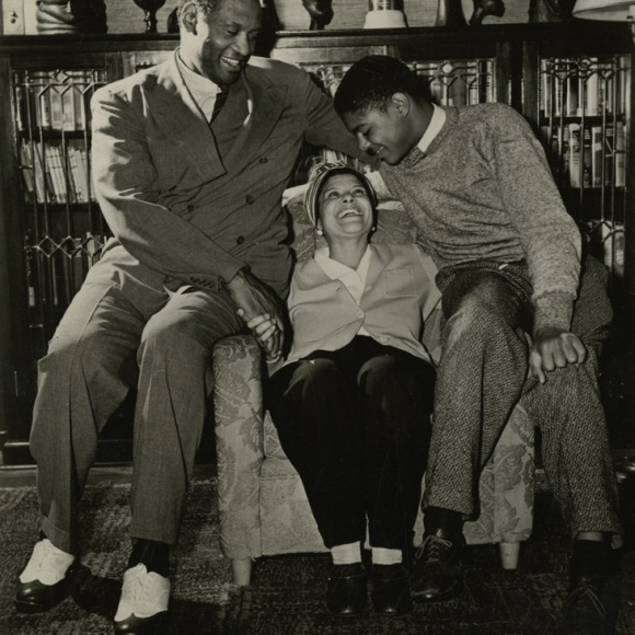 Paul Robeson and family at home in Enfield, CT, ca. 1950.