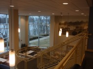 Goodwin College in East Hartford: installing 4 large historic photographs of the Connecticut River in the school’s new library