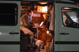 An author at work in his mobile office